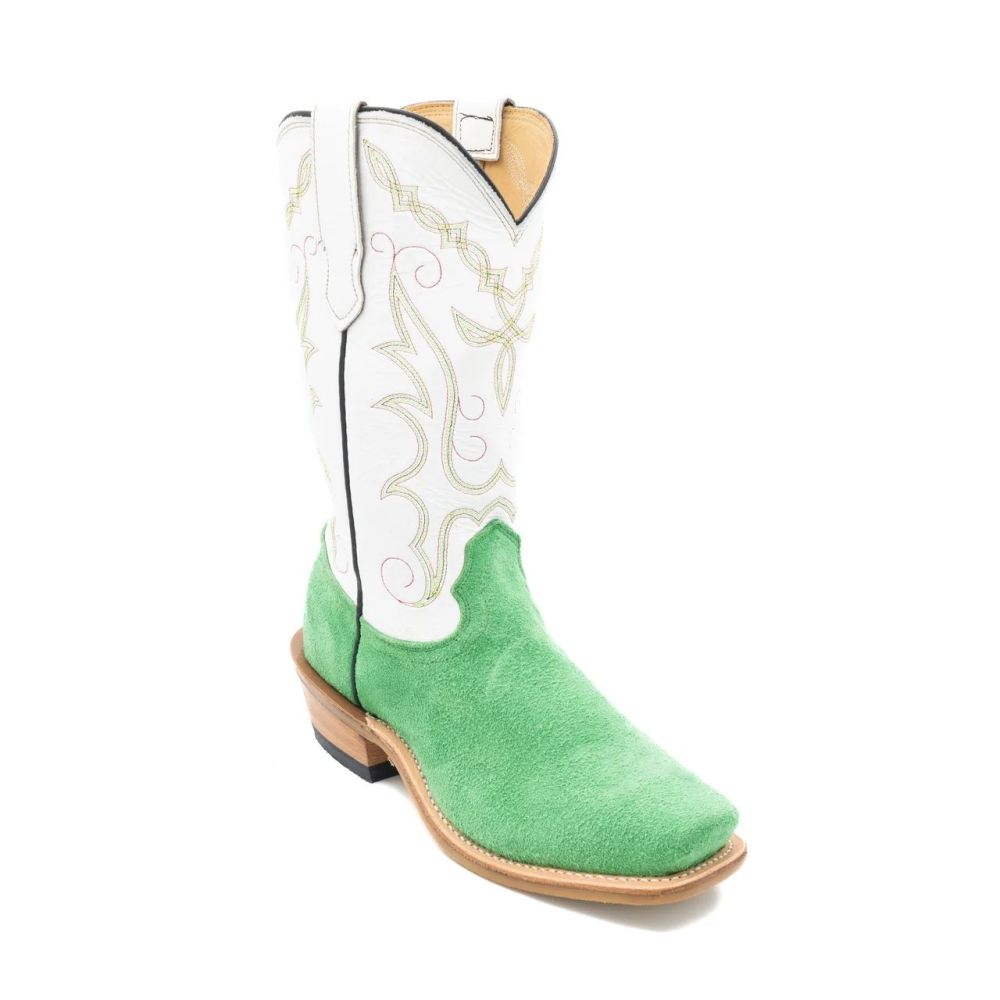 Fenoglio | Men's Italian Green Roughout w/ White Style No. 00101689 - Click Image to Close